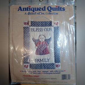 Vintage 1989 Guardian Angel Antiqued Quilts Mini Quilt Kit Dimensions 7819 6"x8"
